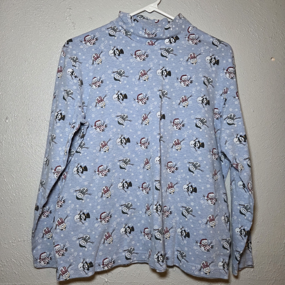 Vintage 90's Ugly Sweater Christmas Snowman Turtleneck Long Sleeve Size L